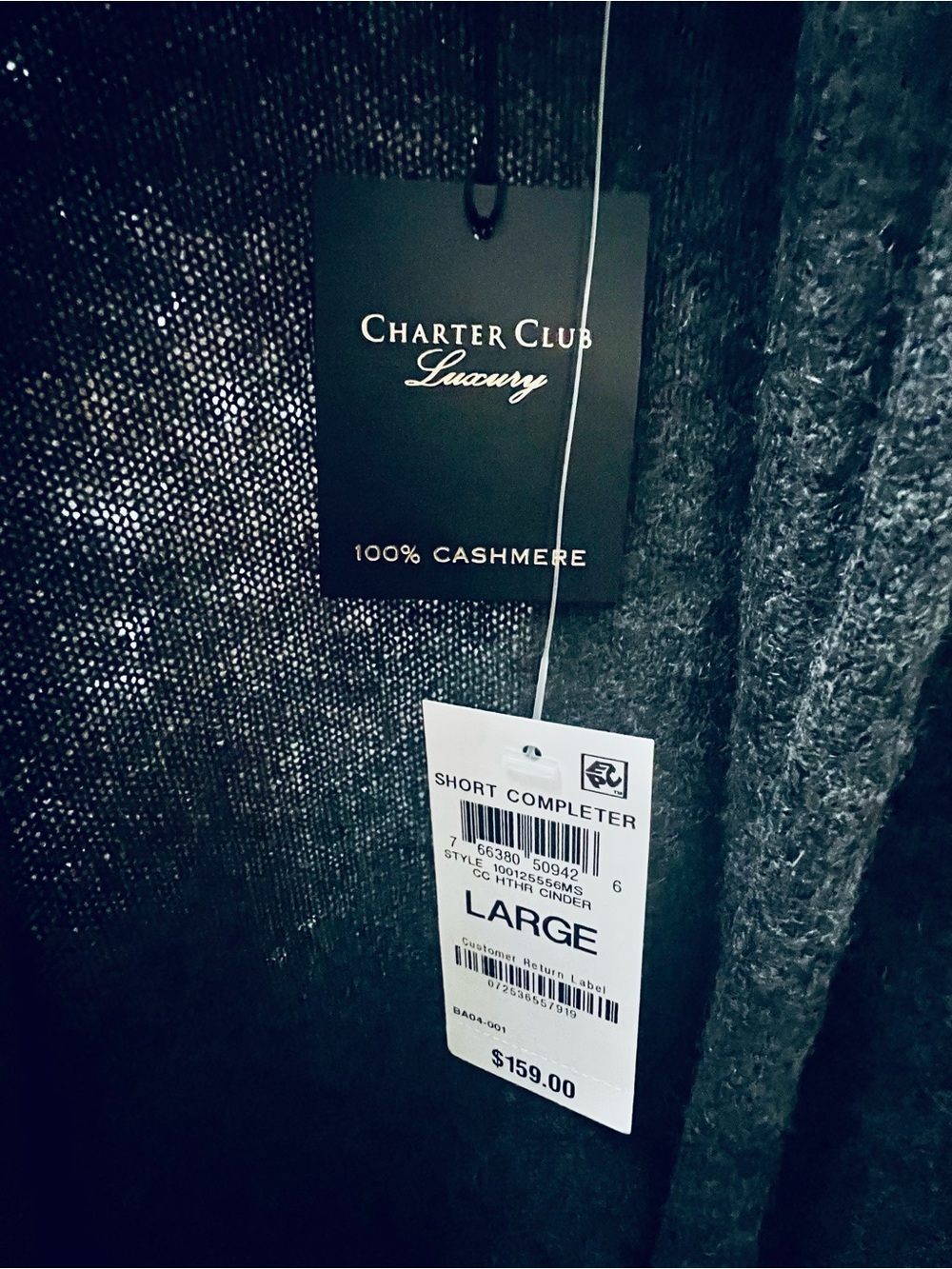 Charter Club Gray Cashmere  Cardigan - Picture 2 of 3